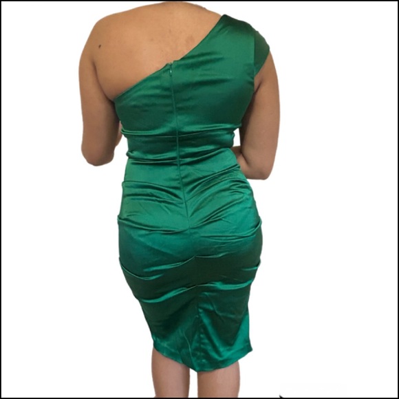EXSCAPE RUCHED GREEN ONE SHOULDER DRESS… Sz 10… - Picture 4 of 17